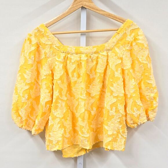 Anthropologie Yellow Clip Dobby Blouse - XS P - Picture 5 of 5